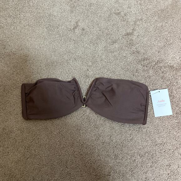 Andie Swim The Scala Top Strapless Bandeau in Espresso Size Medium NWT - Picture 2 of 8